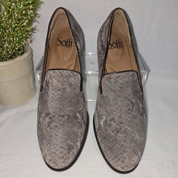 SOFFT WOMENS SEVERN LOAFER GRAY TAUPE SUEDE SNAKE SKIN SLIP ON LOAFERS SIZE 7.5 - Picture 5 of 8